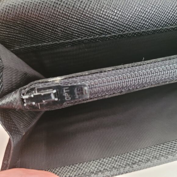 PRADA Vintage Tessuto Nero Black Nylon Leather Logo Plate Wallet Large Envelope - Picture 9 of 15